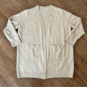GAP Cozy Long Open-Front Cardigan with Pockets Beige XXL